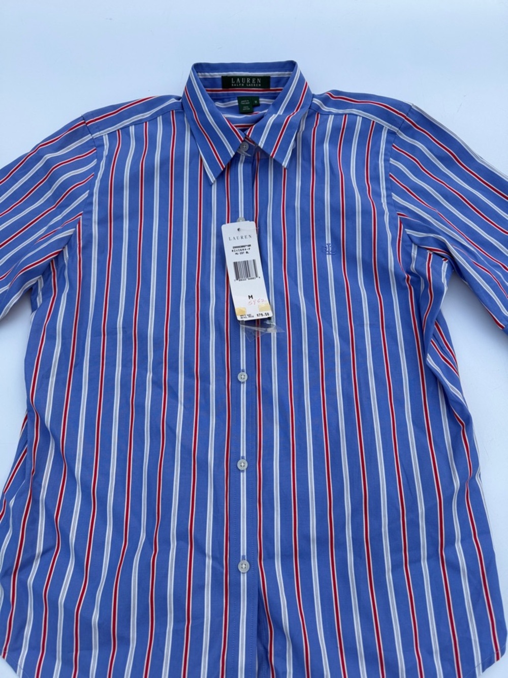 Lauren Ralph Lauren StripedButton Down Shirt Medium NWT Cotton Tailored